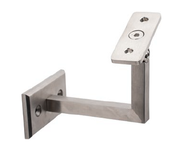 Stainless Steel Wall Mount Brackets, Adjustable Saddle, Rectangular - Alloy 304 - #4 Satin Finish (Discount Metal Balusters America)