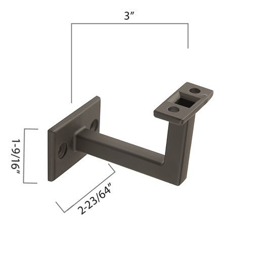 Zinc Diecast Brackets, 3" Extension, Fixed Saddle, 2 Mounting Holes (Discount Metal Balusters America)