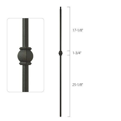 Steel Tube Spindles - 1/2 in. Square Series With Dowel Top - Single Collar (Discount Metal Balusters America)