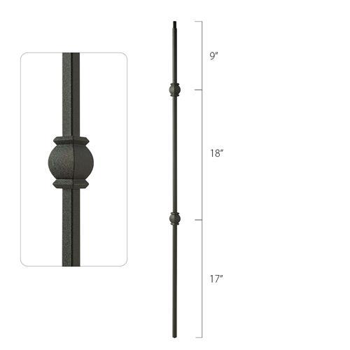 Steel Tube Spindles - 1/2 in. Square Series With Dowel Top - Double Collar (Discount Metal Balusters America)