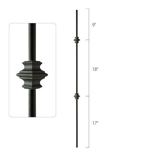 Steel Tube Spindles - 1/2 in. Round Series - Double Collar (Discount Metal Balusters America)