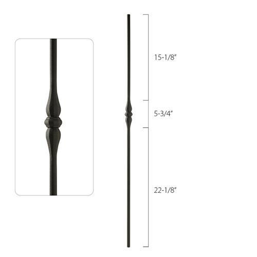 Steel Tube Spindles - 9/16" Round Series - Hammered Single Collar (Discount Metal Balusters America)