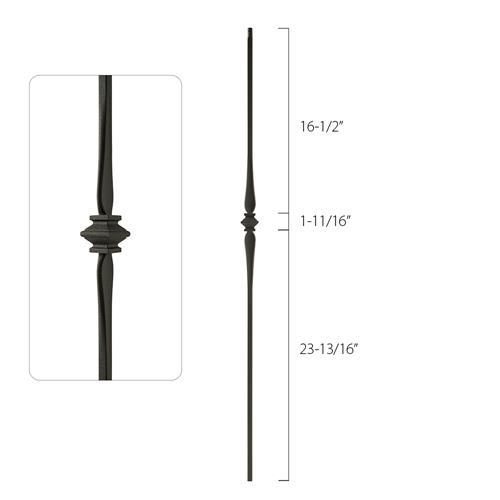 Steel Tube Spindles - 1/2 in. Square Series With Dowel Top - Single Collar (Discount Metal Balusters America)